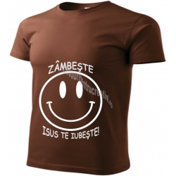 Tricou tineret-copii ciocolatiu,  Zambeste, Isus te iubeste!